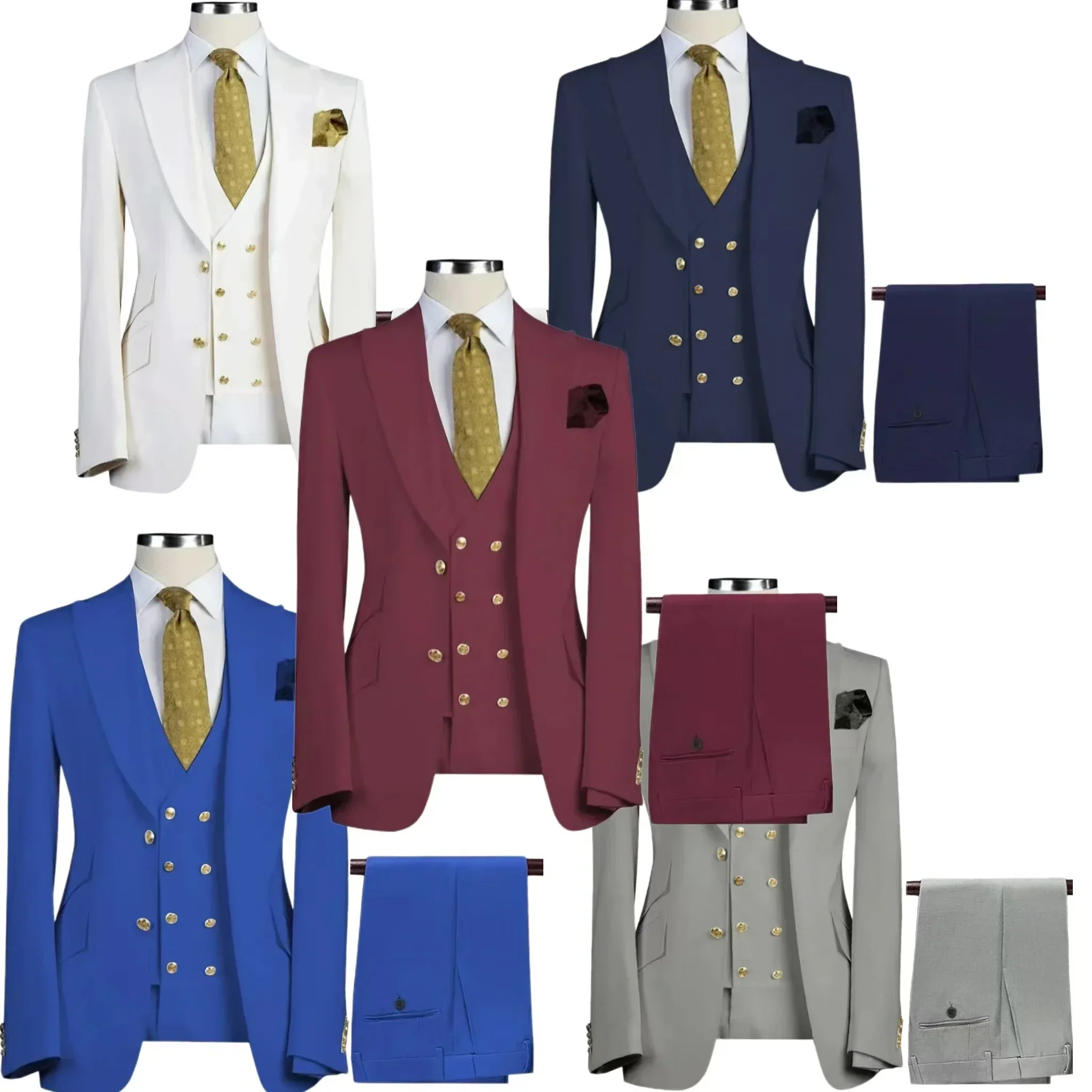 

3 Pieces Blazer Vest and Pants Set，men‘s Designer Clothes，formal Jacket with Peak Lapel for Celebrities，2024 New