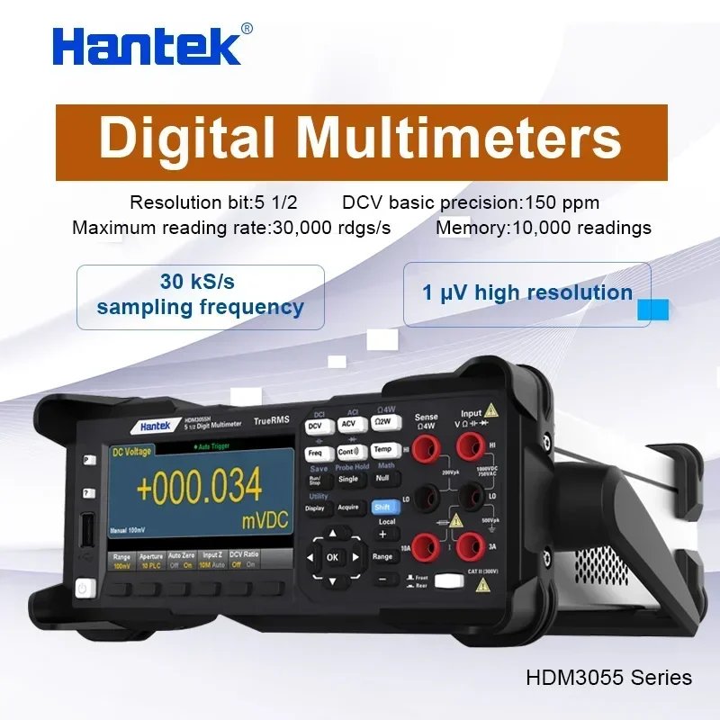 Hantek HDM3055 5 1/2 Digital Multimeter 30000 rdg/s Reading Rate USB/LAN/232/485 Bench True RMS High-Speed Sampling