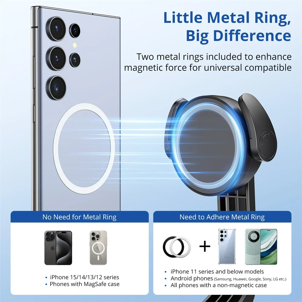 حامل ثلاثي القوائم عصا سيلفي مغناطيسية 2025 مع جهاز تحكم عن بعد لاسلكي 1.6 متر حامل هاتف قابل للتمديد لهاتف iPhone 16 15 14 13 12 11 Series Android