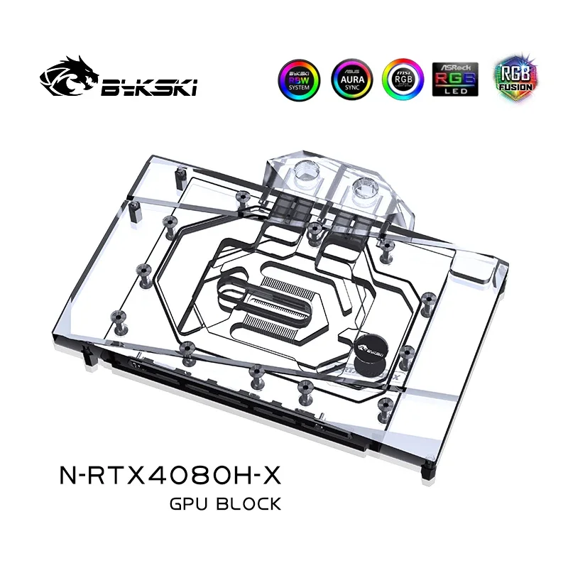 Bykski GPU Water Block for NVIDIA GeForce RTX 4080 Reference Edition AIC Card / Copper Cooling Radiator RGB AURA / N-RTX4080H-X