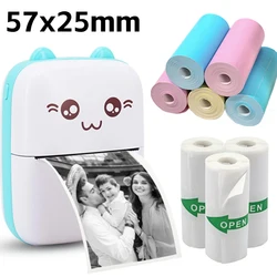 Mini Photo Printer Paper 5Rolls Thermal Paper 57x25mm White Color Gift Home DIY Sticker Office Label Receipt Bill for Peripage