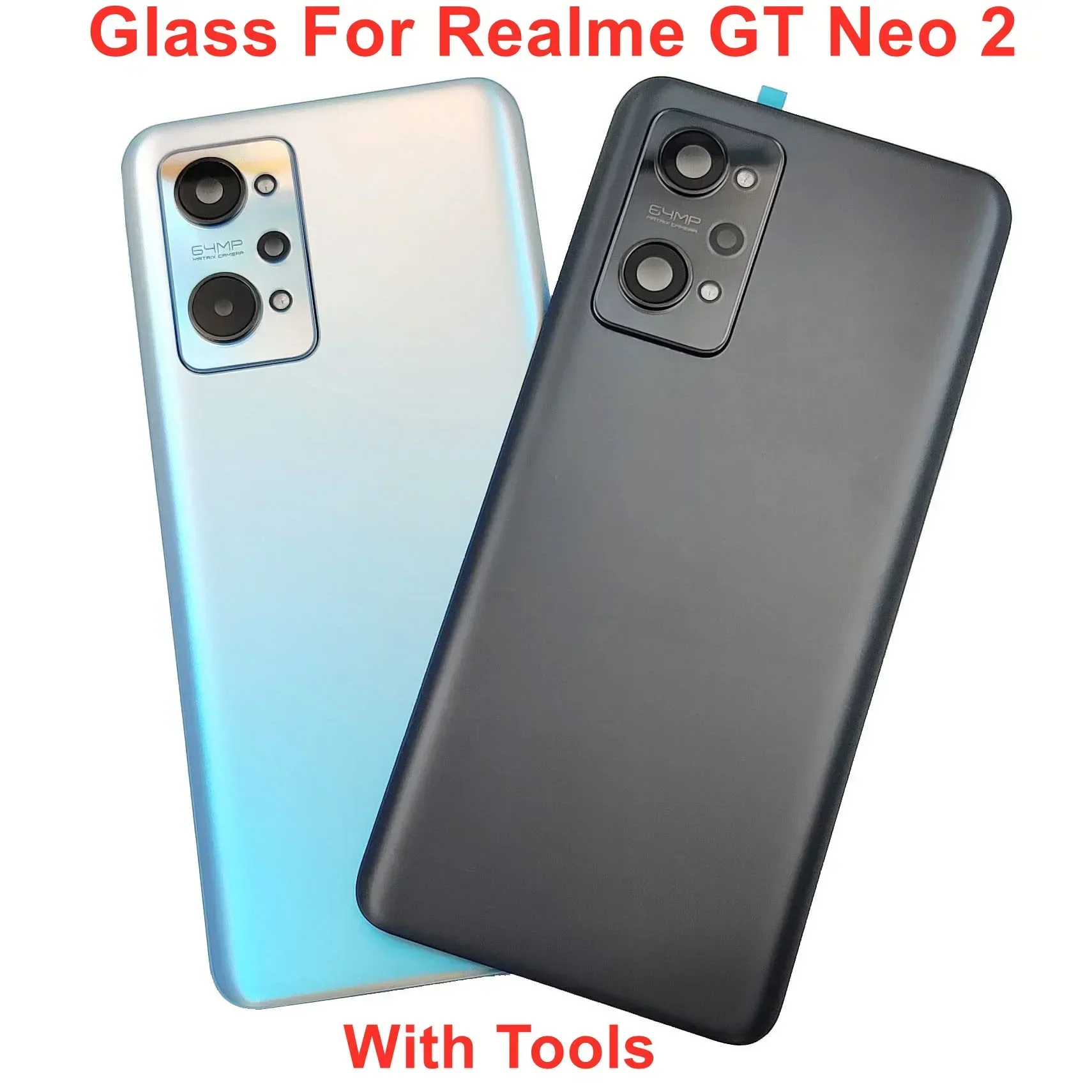 A+++ Gorilla Glass For Realme GT Neo2 Neo 2 Hard Battery Cover Back Lid Door Rear Housing Panel Case With Camera Lens Adhesive