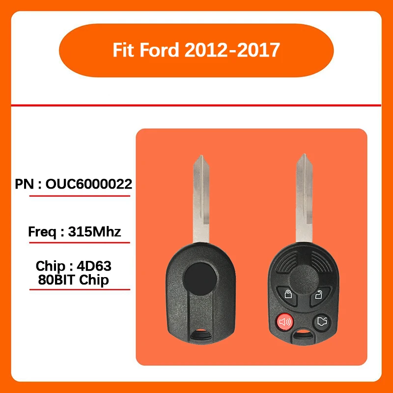 

CN018091 Aftermarket 4 кнопки умный дистанционный ключ FCC OUC6000022 4D63 80 бит чип 315 МГц для Ford 2012-2017