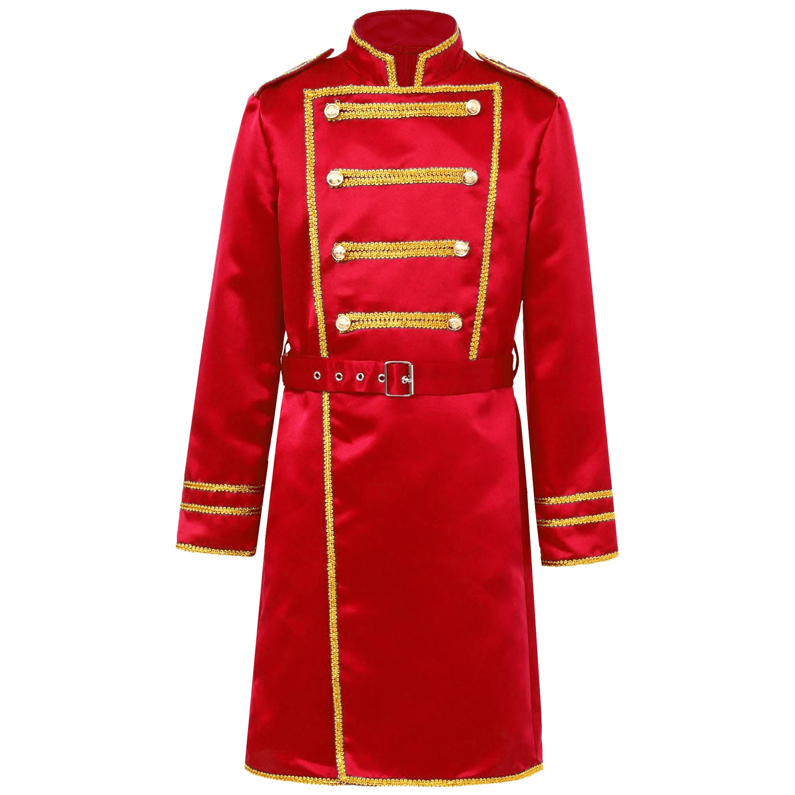 

Boys Marching Band Uniform with Metallic Accents And Adjustable Design Grade Halloween Cosplay Jacket for Parades Themed Parties