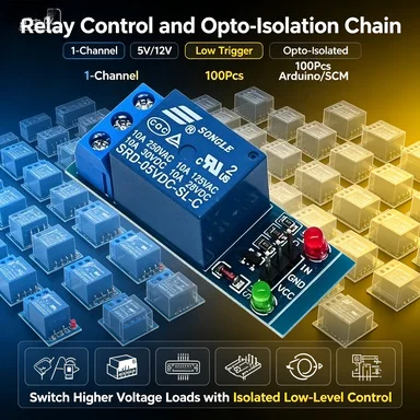 caspian-store-100-pieces-module-relais-1-canal-5v-12v-declenchement-a-faible-niveau-opto-isole-pour-arduino-scm