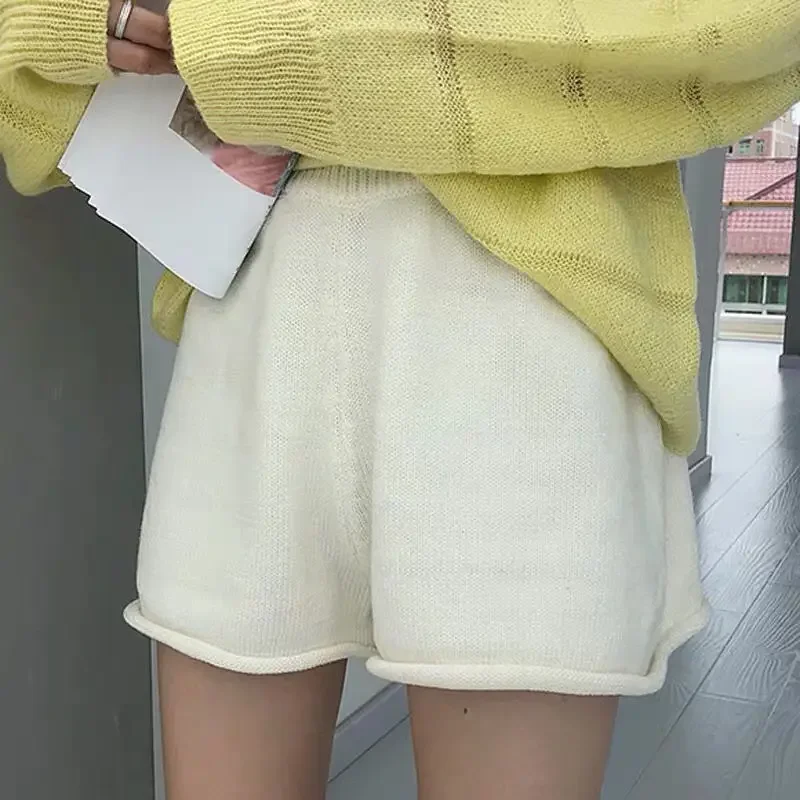 Shorts Frauen Herbst Winter Feste Beiläufige Gestrickte Alle-spiel Minimalistischen Femme Temperament Gemütliche Studenten Neue Ankunft Koreanischen Stil