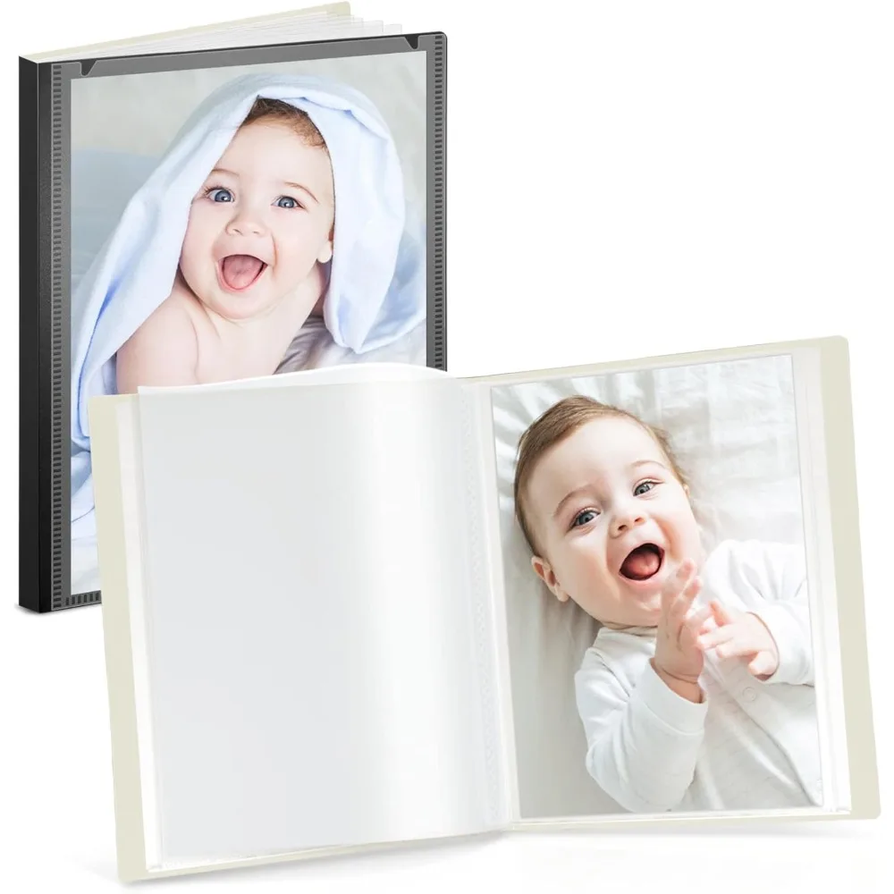 

Small Photo Binder 5x7 (Black), 2-Pack Plastic Photo Book, 24 Pockets Show 48 Pictures, Mini Picture Presentation Binde