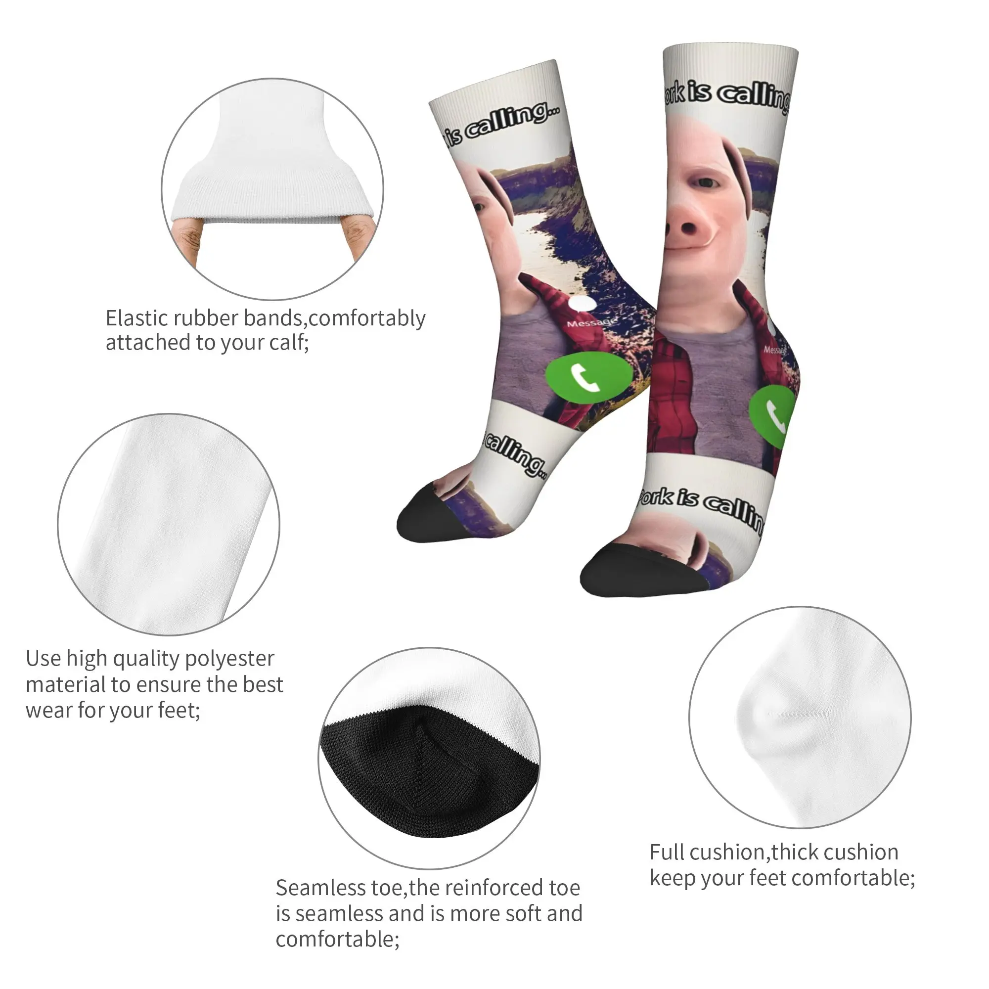 Autumn Winter Casual Men's Women's John Pork Is Calling Socks  Breathable Soccer Socks,