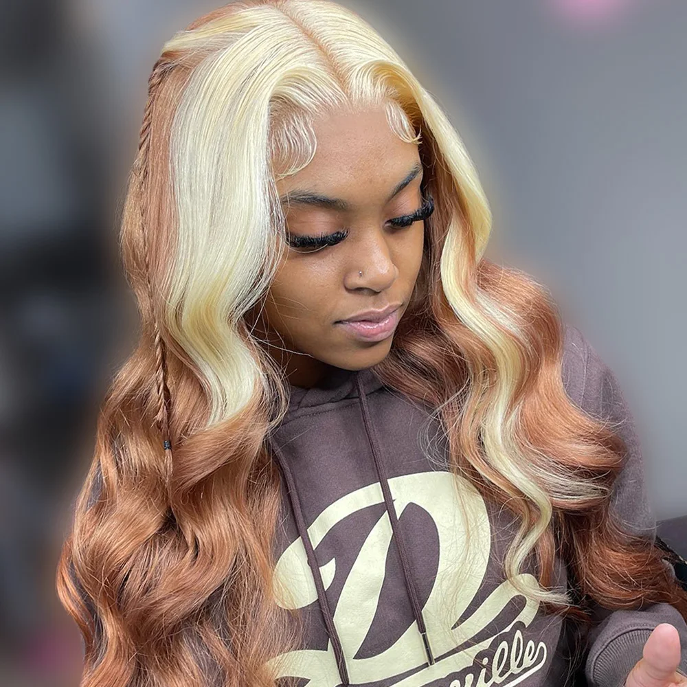 

Ombre Blonde Honey Brown 13x4 Transparent Lace Front Wig For Women Body Wave Colored 613 Blonde Human Hair Wigs Lace Frontal Wig