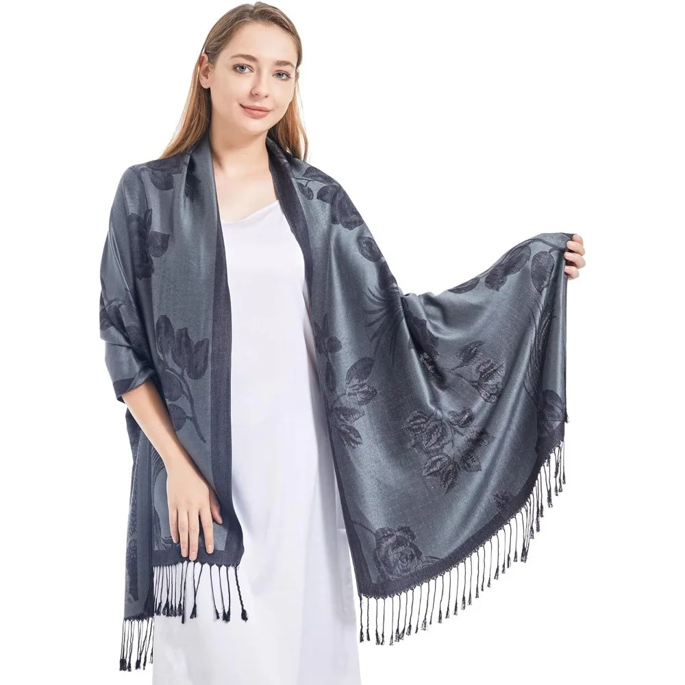 Jedwabisty szal pashmina w paisley, miękki damski szal żakardowy rave, chusta pashmina