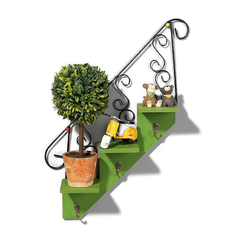 Scandinavian Wind Restaurant Wall Decoration Hanging Hook Shelf Iron Flower Pot Staircase WJ916