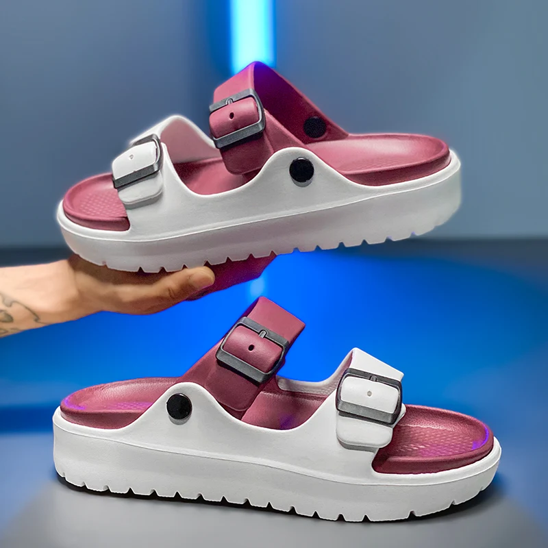 

2026 New Men Platform Sandals Adjustable Buckle EVA Thick Sole Non-slip Summer Beach Slides Casual Outdoor Slippers Hot Sale