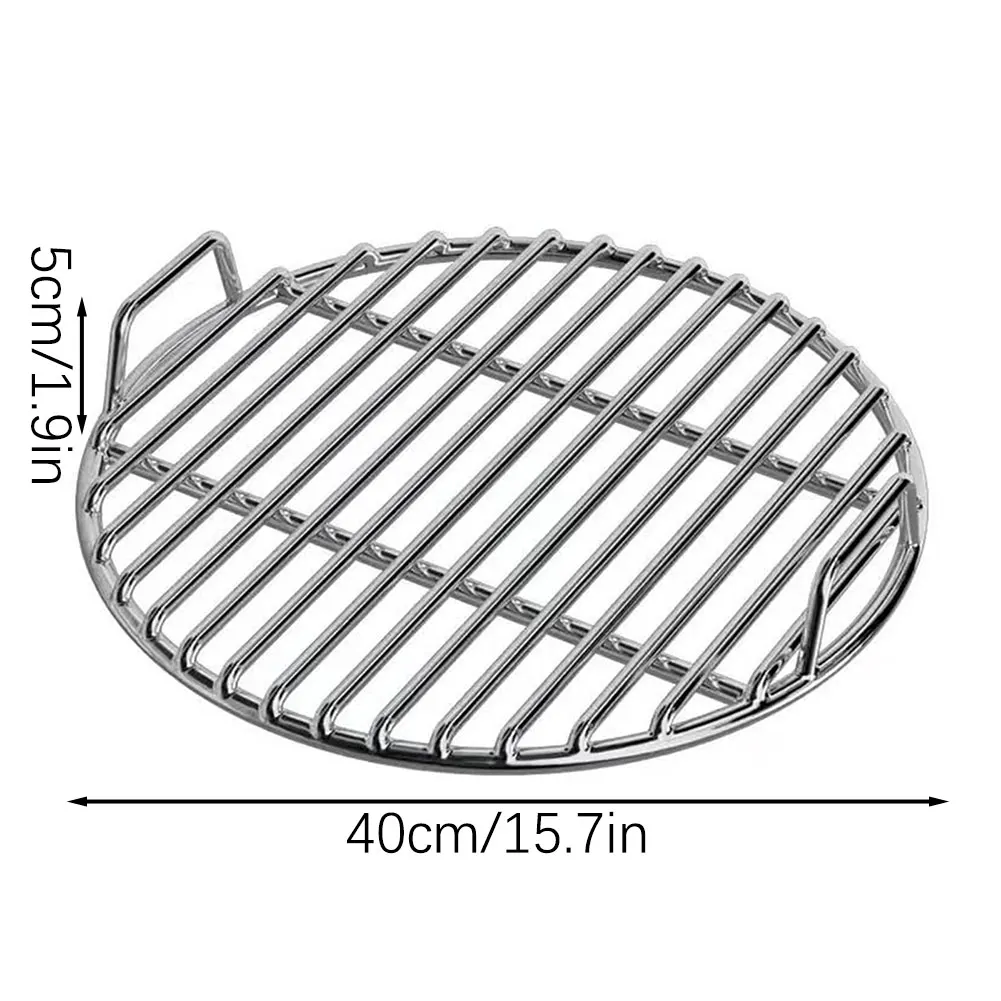 40cm Round Grilling Grates Replacement Stainless Steel With Handle BBQ Grills Mesh Straight-Bar Design Outdoor Camping Party
