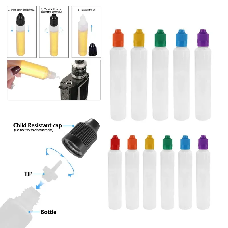 

30Pcs 30ml 60ml Squeezable Empty LDPE Plastics Dropper Bottles W/ Colored Caps Sample Bottles Refillable Eye Liquid Container