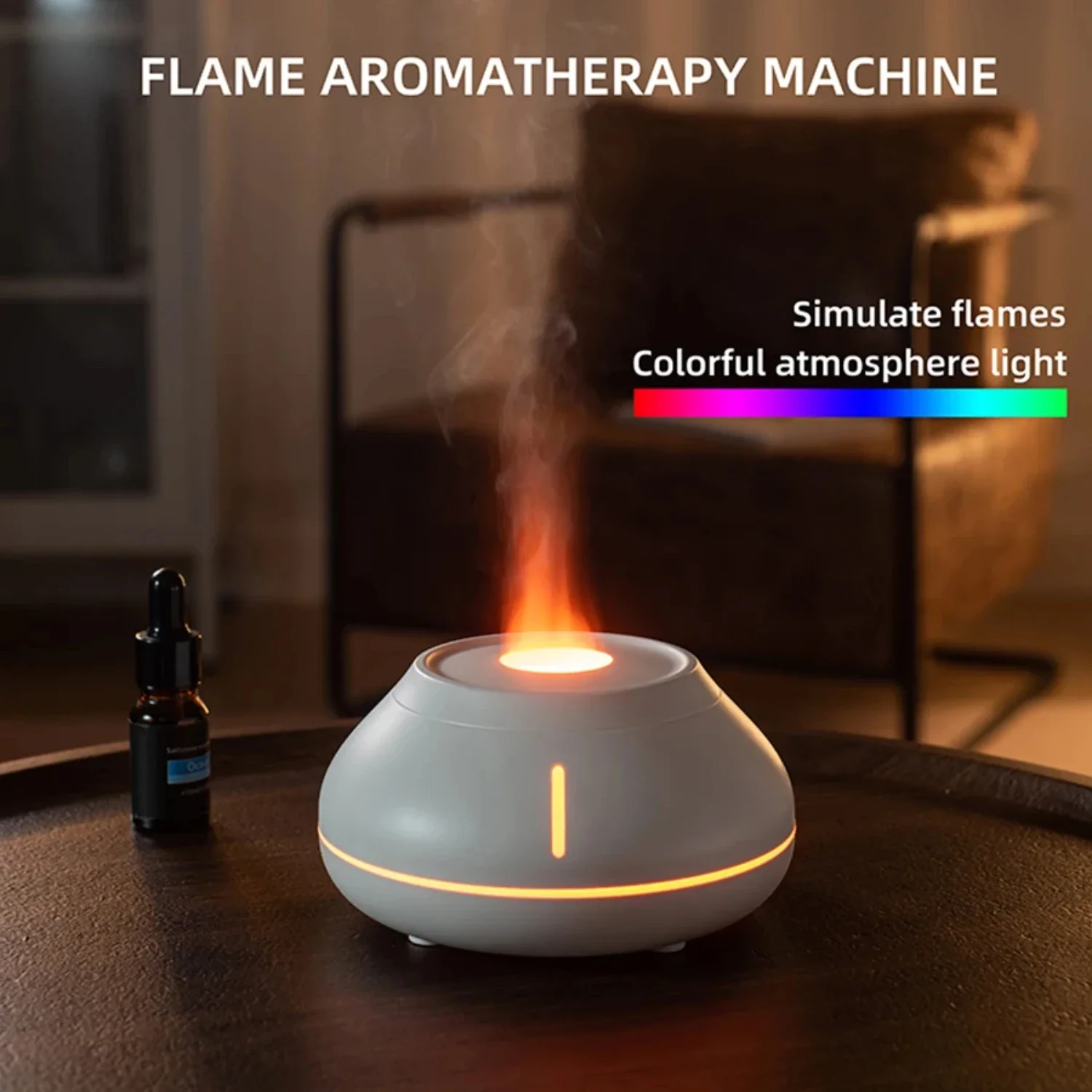 Essential Oils Air Humidifier Diffuser Mist Sprayer with Simulated Flame Effect - 2024 Office Essential Oils Diffuser for Ultima