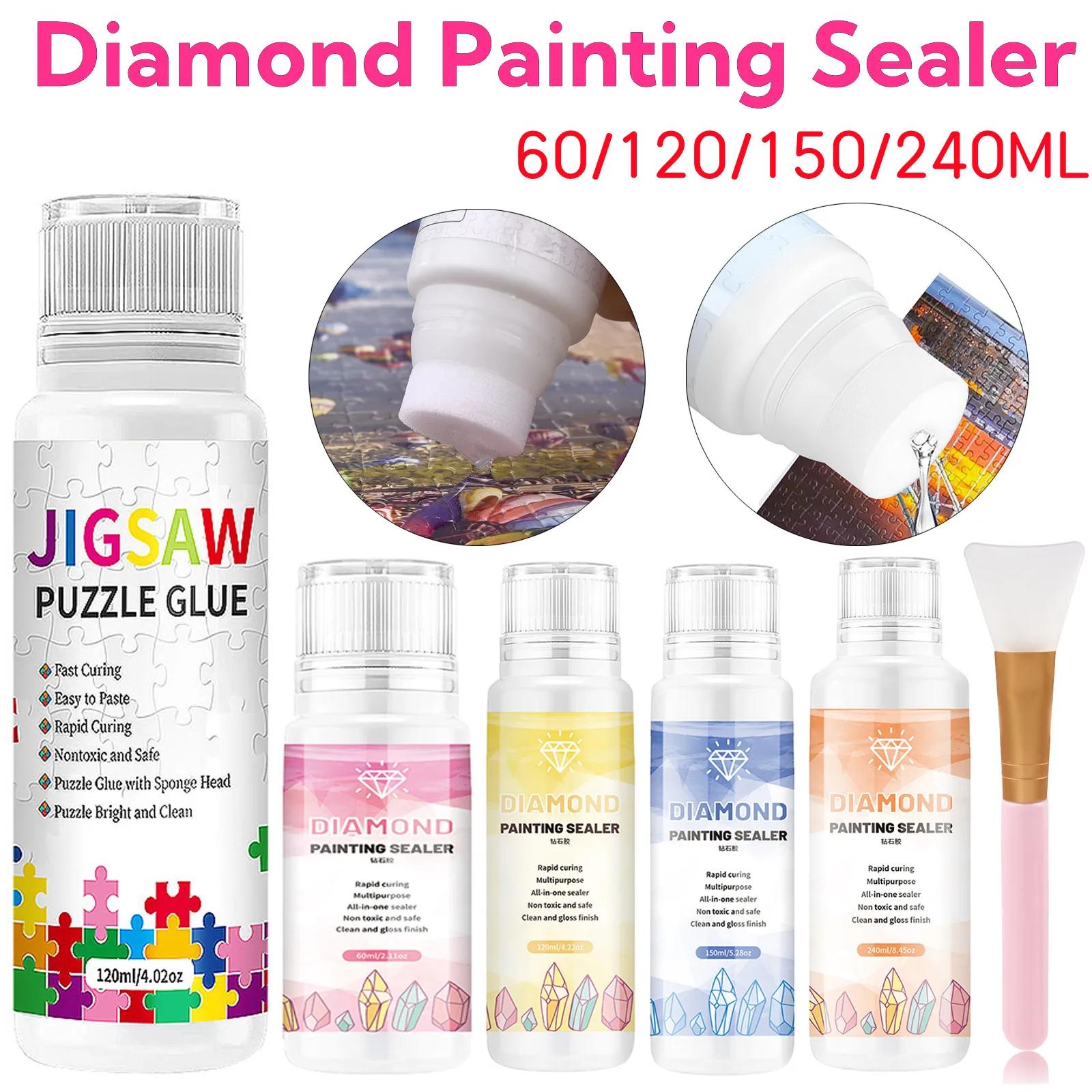 120ml DIY Diamond Painting Sealer Conserver Permanent Hold Shine Effect Sealer for All 5D Diamond Painting Brightener Drill Glue