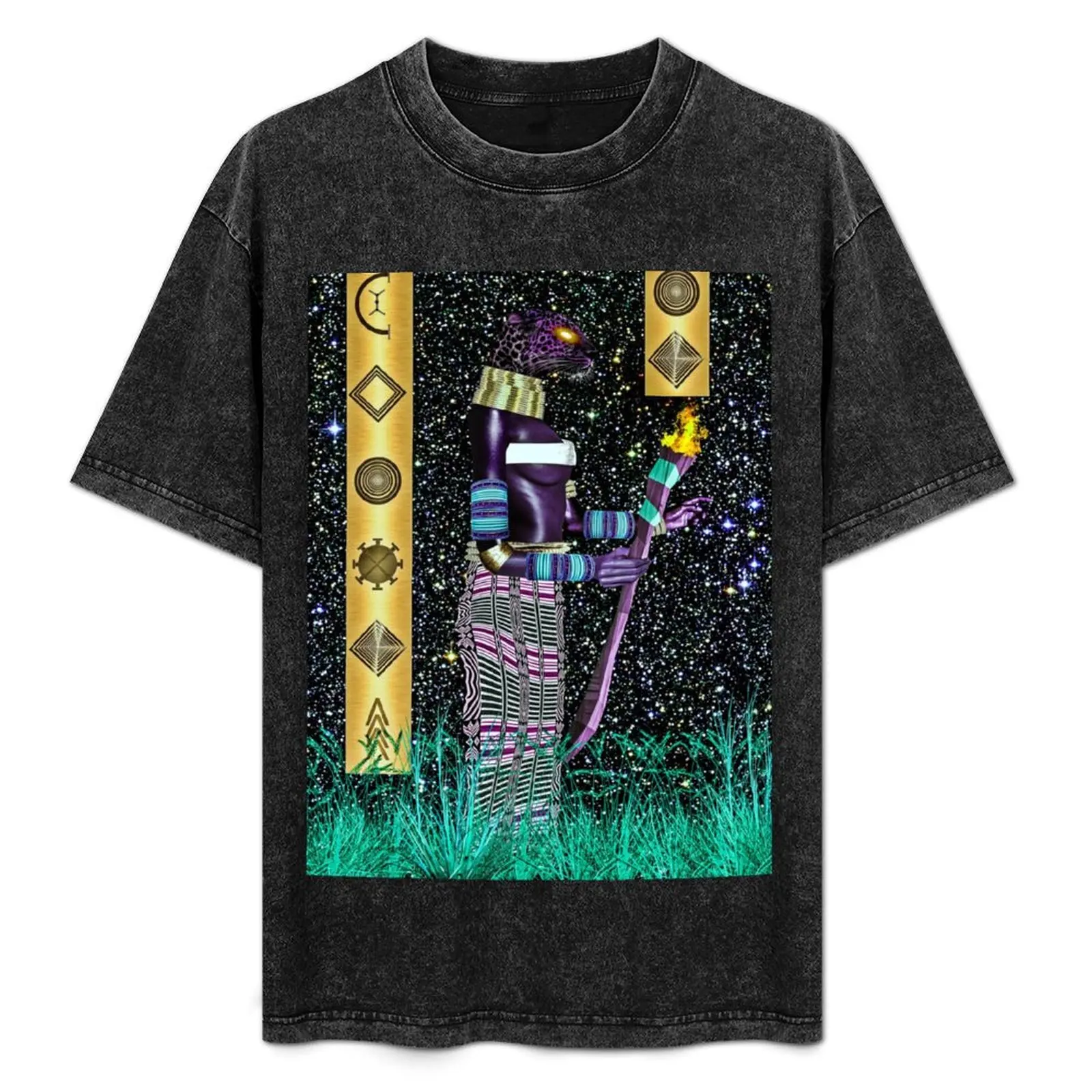 

Afrofuturism: Agu Owuru na Agu Nne by Sirius Ugo Art T-Shirt Basic Plain Tee for Spring and Summer
