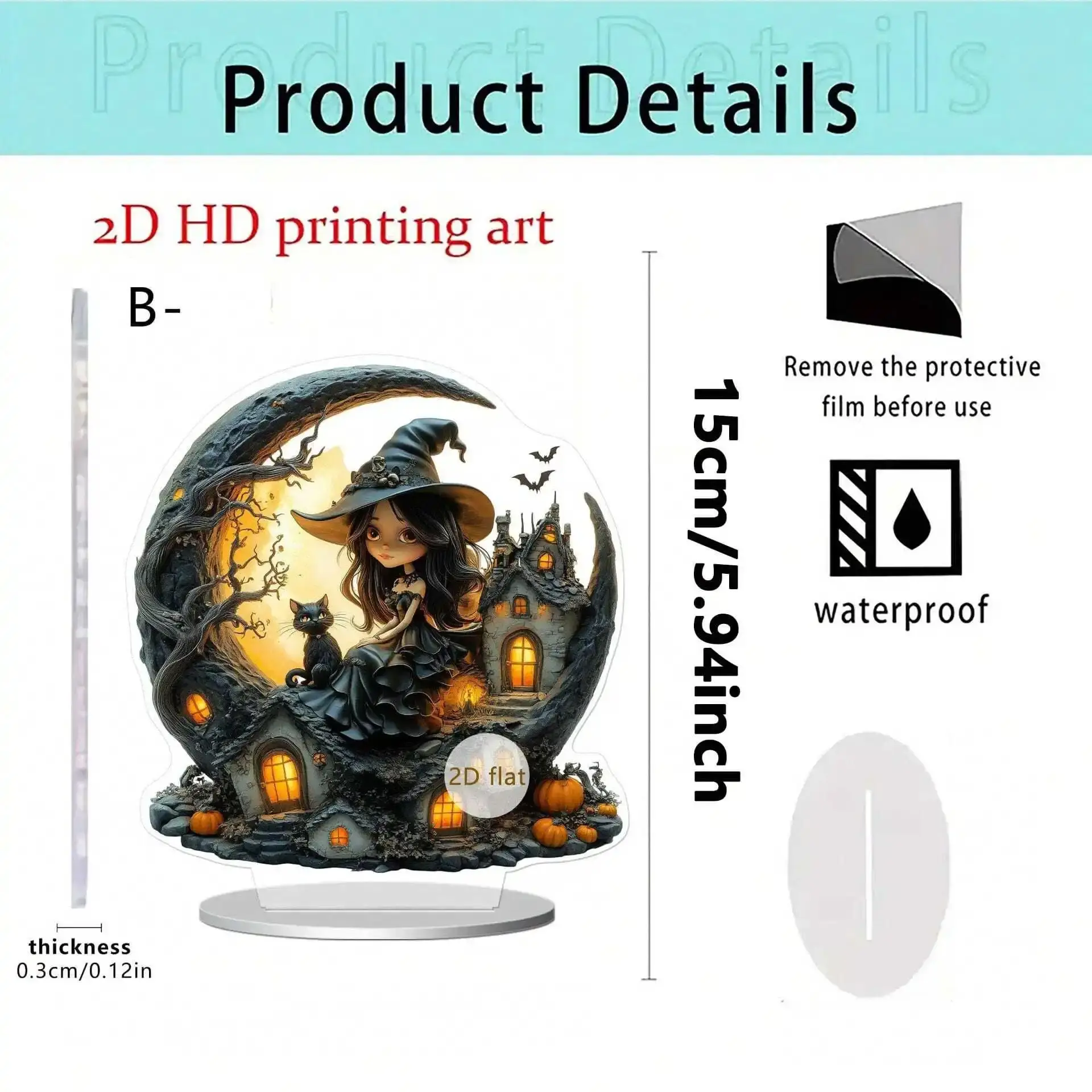 قطعة واحدة من قلعة بيت اليقطين للهالوين وساحرة كرتونية لتزيين غرفة الخفافيش على شكل قطة سوداء. إنها هدية تزيين المنزل لشخص