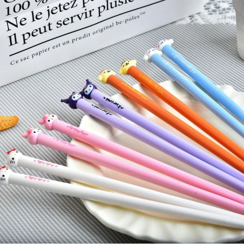 Sanrios Pompom Purins Kuromi My Melody Cinnamoroll Hellokittys Chopsticks Portable Cute Cartoon Colorful Chopsticks for Outings