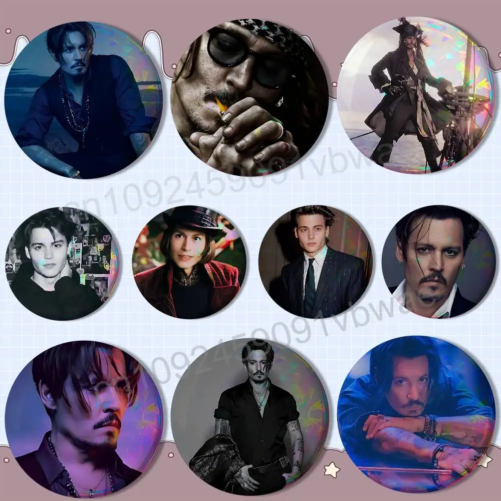 

Regression Johnny Depp Badge on Backpack Clothes decoration Tinplate Round Brooch Funny Custom Gifts for Friend