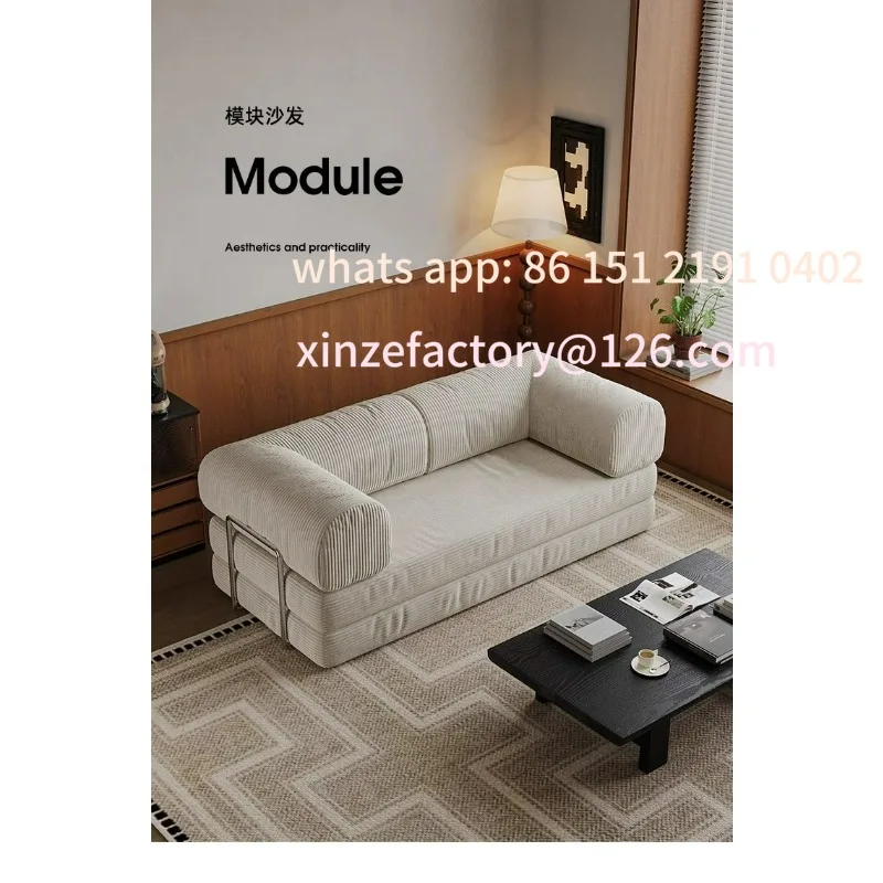 وحدة أريكة قماش عتيقة قابلة للتخصيص، شقة صغيرة، غرفة معيشة، صف مزدوج ثلاثي مستقيم، قابل للطي، ثنائي الغرض