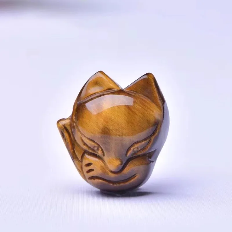 

Tiger's eye stone big head fox necklace pendant