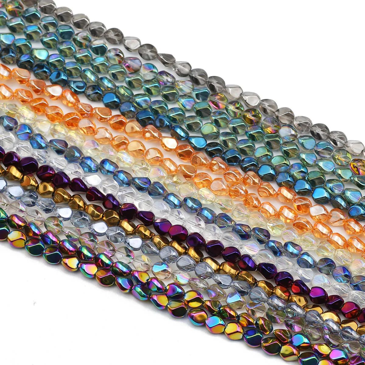 1Strand About 85pcs 6mm Irregularly Shaped Crystal Glass Plated AB Color Beads For Handmade DIY Jewelry Making Bracelet Necklace