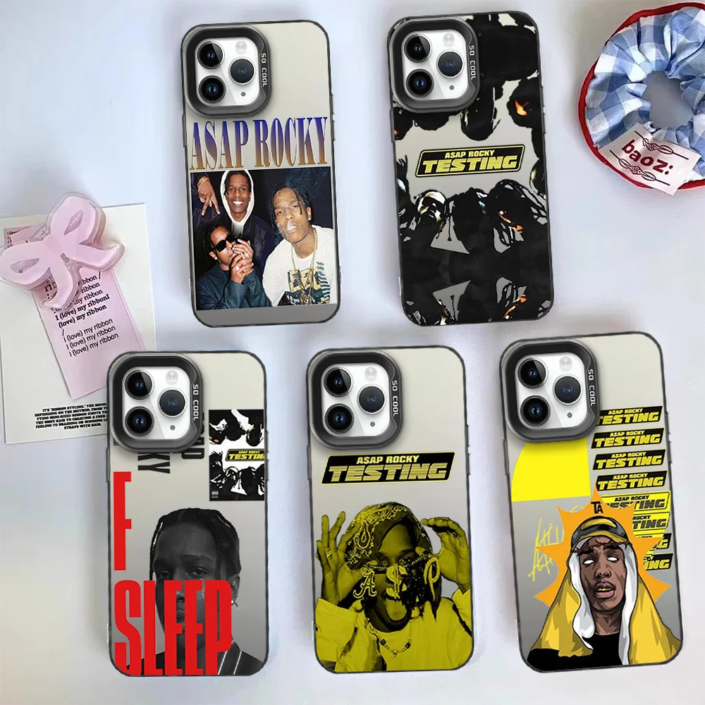 Phone Case Silver Cover Suitable for iPhone 12 11 13 14 15 16 Max Pro Plus Spider Gwen IMD A-AsapS American Rapper R-RockyS