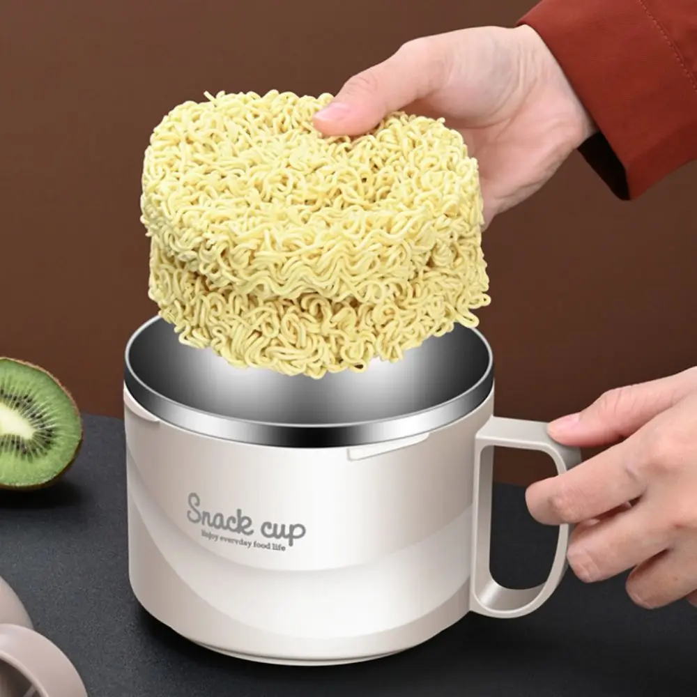 

3 Layer Dormitory Instant Noodle Bowl Large Capacity Heat-resistant Students Lunch Box 304 Stainless Steel Round Food Container