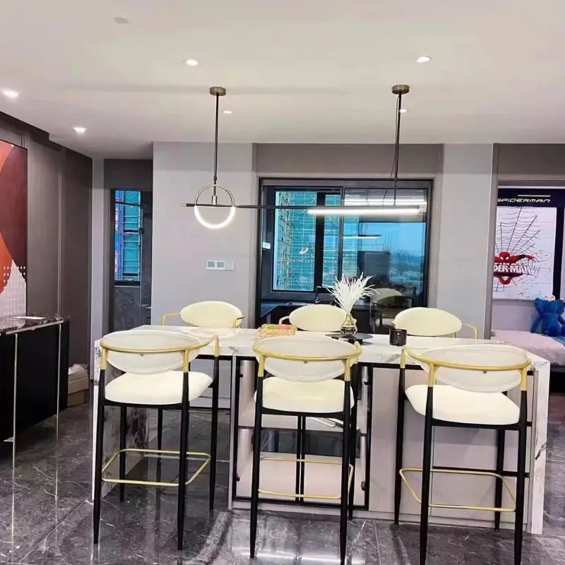 قطعة مزخرفة قاعدة مكافحة البراز المطبخ كاكي تصميم الإفطار كرسي طويل الساق المطبخ قابل للتعديل Banco Para Cocina الأثاث