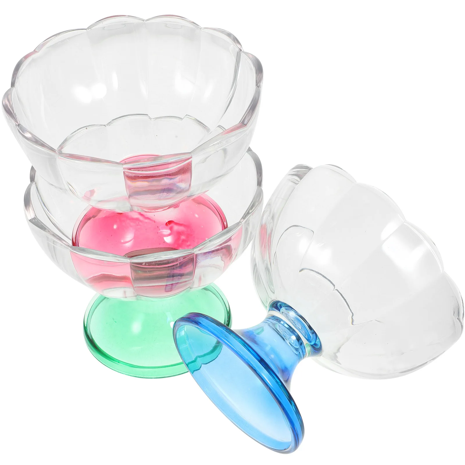 

3Pcs Ice Cream Bowl Footed Dessert Bowl High Base Plastic Cup Multipurpose Dessert Serving Dish Ice Cream Dishes