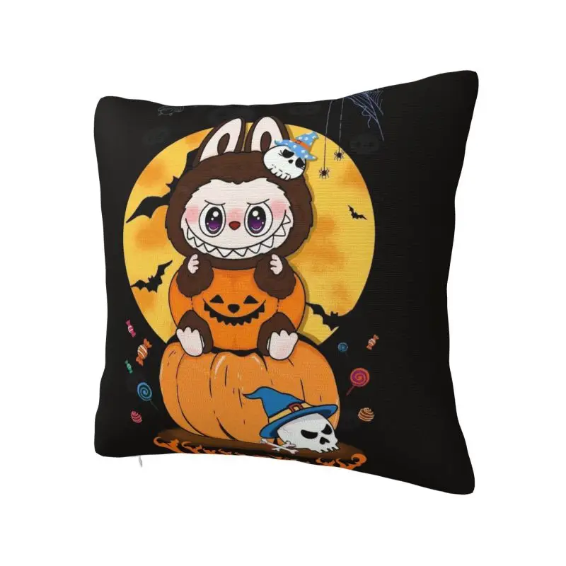 Custom Halloween Labubues Square Pillow Case Home Decorative Cushion Cover Throw Pillow for Sofa Double-sided Printing