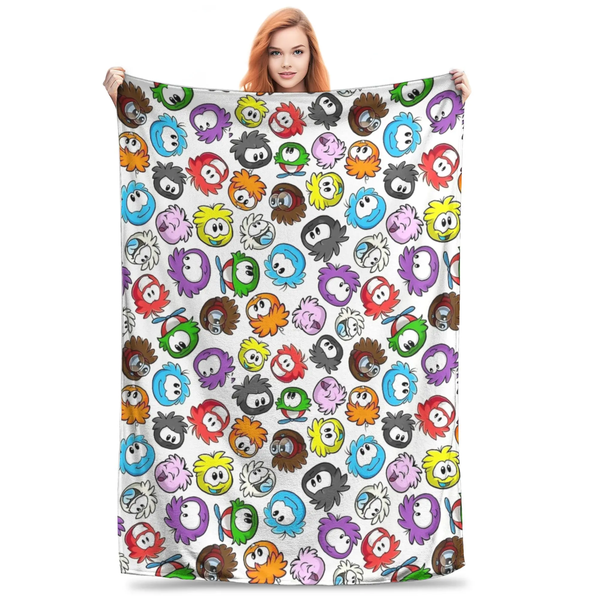 

New Style Puffles Pattern Club Penguin Knitted Blankets Fleece Super Warm Throw Blankets for Car Sofa Couch Bedspread