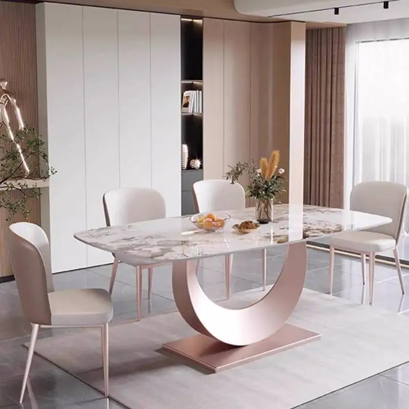 Designer Style Dining Tables Space Small Base Extending Luxury Dining Tables Modern Expandable Mesas Comedor Furniture For Home
