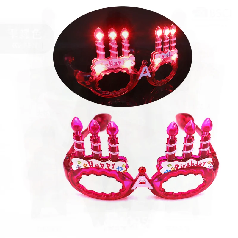 

Luminous Birthday Candle Glasses 0083 Small Flash Cake Decor Handcrafted PET Party Supplies in Bright Red Green Blue Rose Red