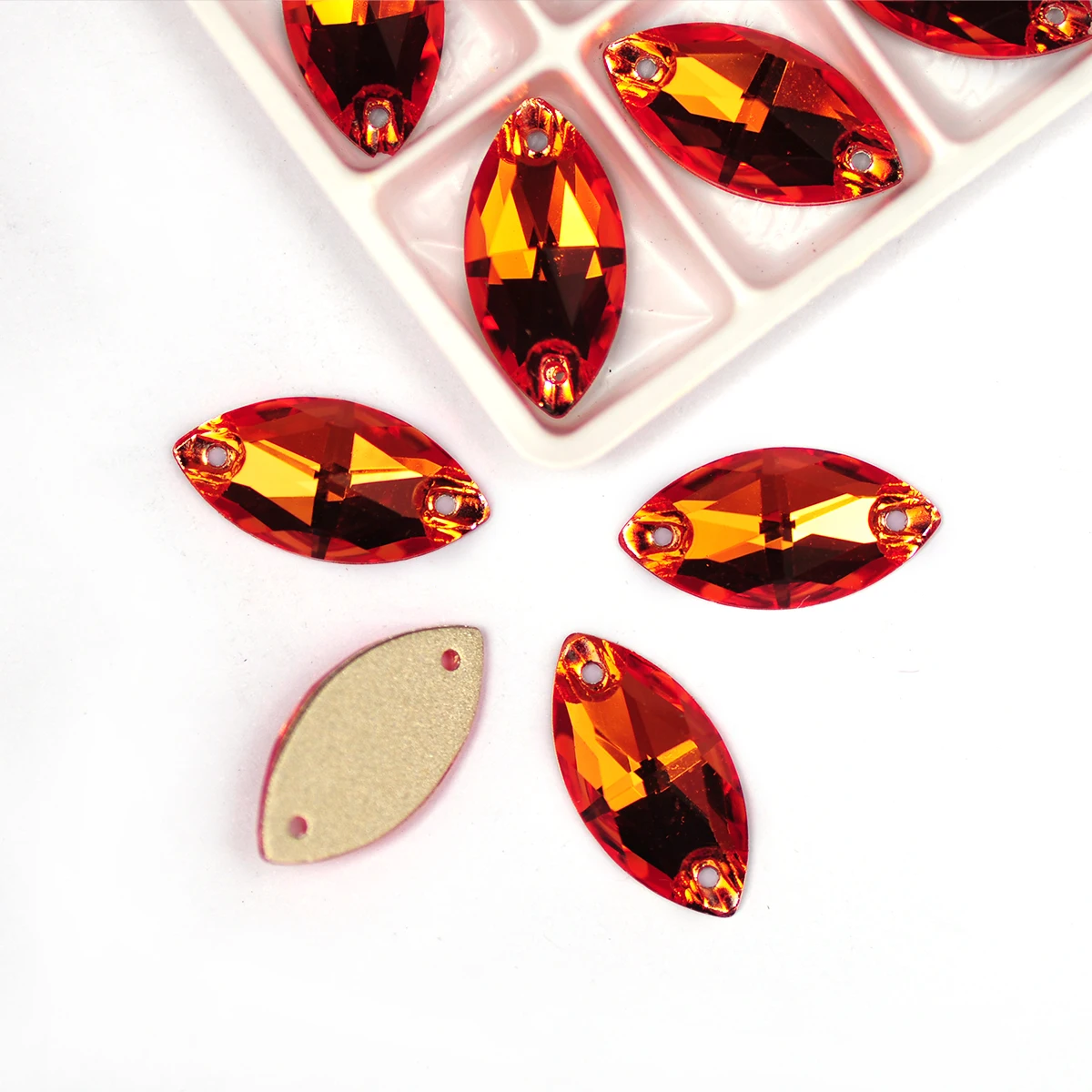 Colorful Navette 6A Crystal Glass Rhinestone Sewing Stones Red Blue AB Flatback Strass Sew on Rhinestones for Clothing Garment