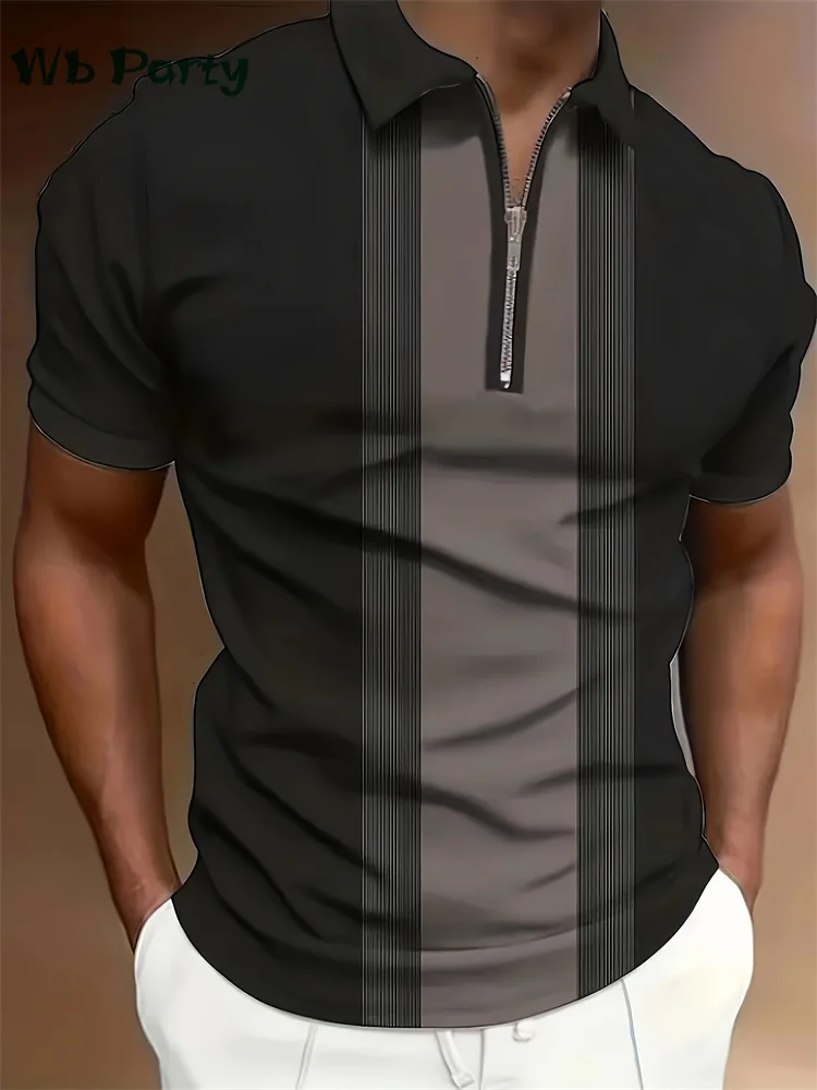 

Striped Print Men's Shirts Men's Clothing T shirt Men Harajuku Street Mens Clothing Lapel Polo Shirt for Men Casual Mens T shirt
