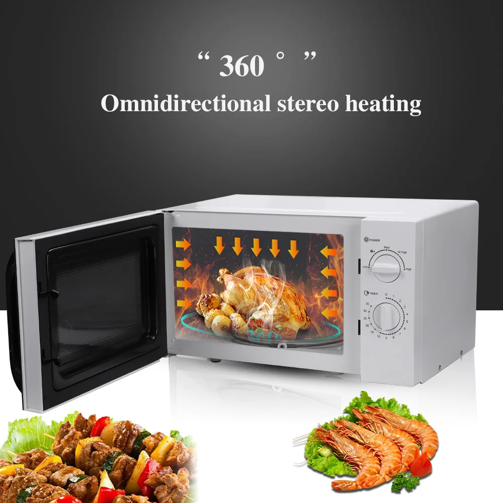 800W Microwave oven Household Quick Light Wave Turntable Visual Microwave oven 23L Fast Multi-stage Cooking White