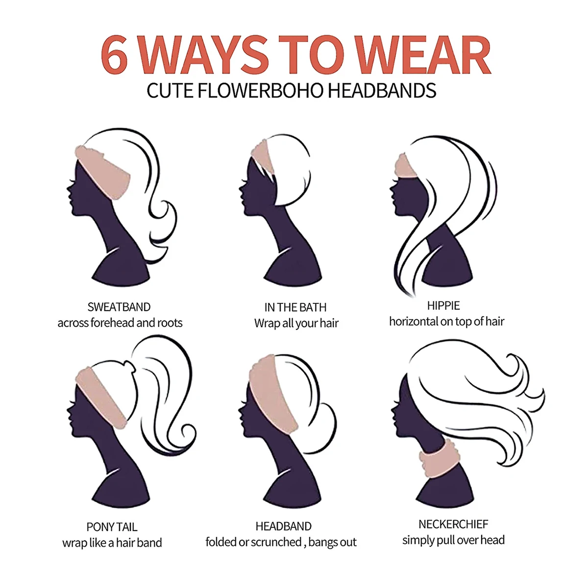 4-Pack Women's Wide Elastic Non-Slip Headbands - Thickened Wide Band, Suitable for Yoga, Fitness, Bohemian Style Multifunctional