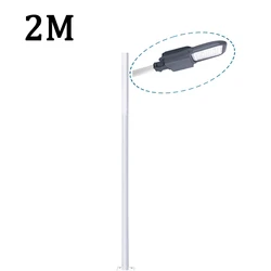 2 Meter Diameter 78mm High White Villa Courtyard Garden Solar Lighting Pole Sectional Black Galvanized Steel Pipe Street Lamp