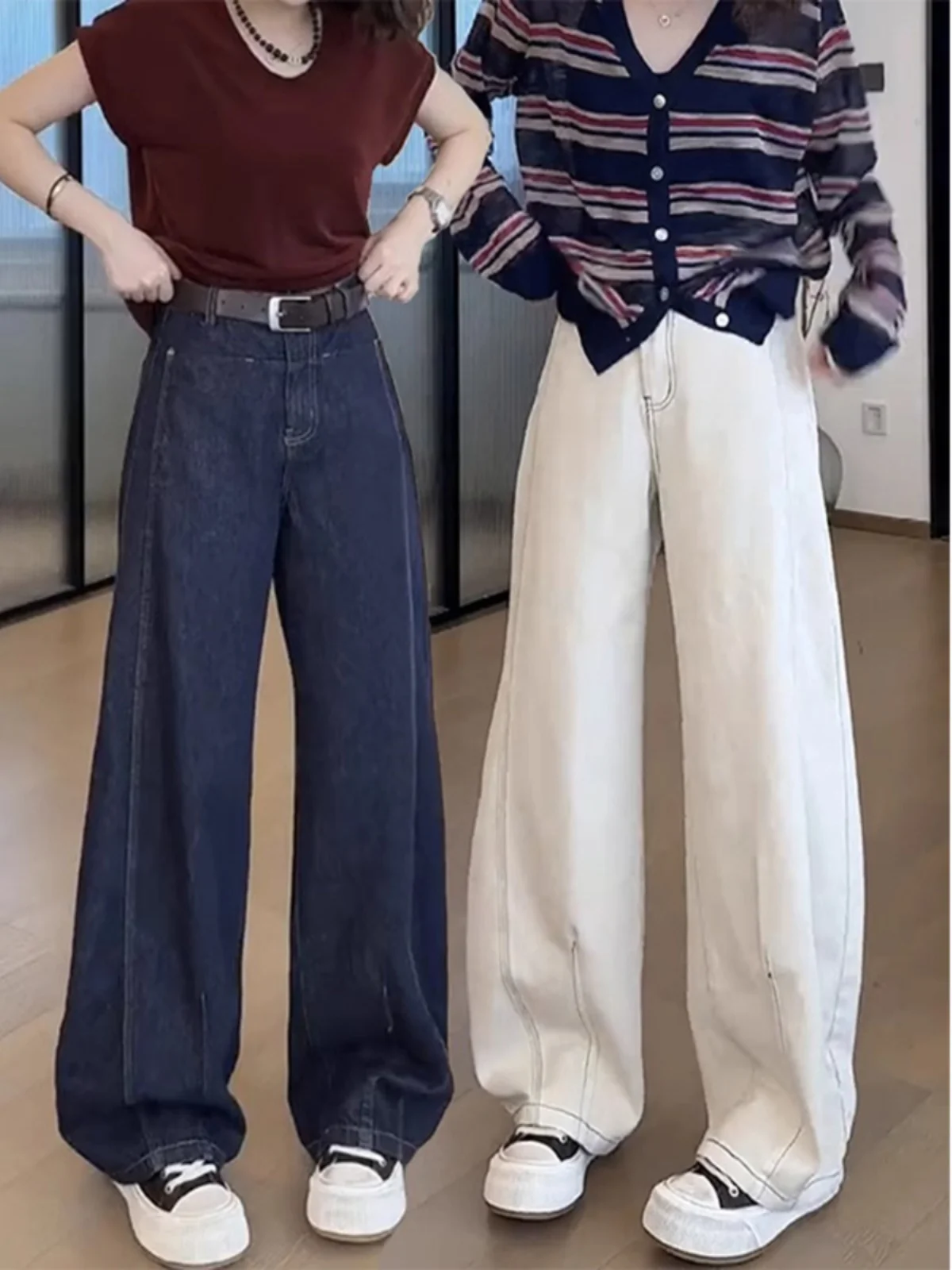 

High Waist Wide Leg Jeans Women's Loose Fit Bootcut Denim Pants plus Size Pear Shape Body Spring New Style Anti-Wrinkle