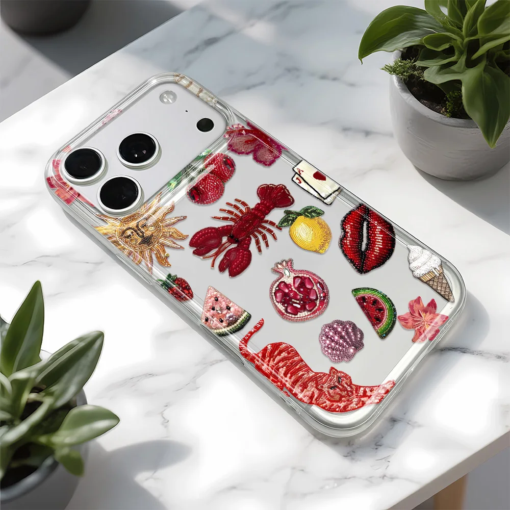 Clear Sun Marine Floral Eyes Phone Case for IPhone 12 11 13 14 15 16 Pro Max 16 Plus 14Pro 13Pro 17 Air IPones Front Cover
