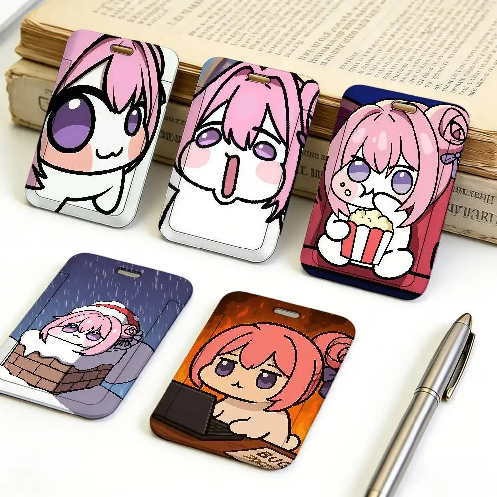 

N-NnIKKES-ES Doro Cute Clear Plastic ID Card Holder Soft Lanyard Lightweight Durable Work Pass Badge Case Office Employee Staff