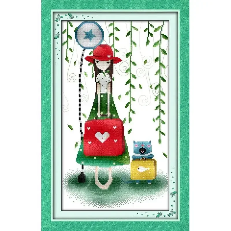 Joy Sunday Pre-printed Cross Stitch Kit  Easy Pattern Aida  Stamped Fabric Embroidery Set-Love Words(3)- Expect