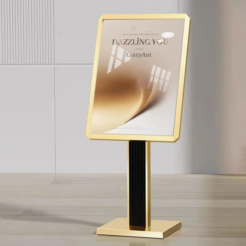 Sign Holder Stand Adjustable Pedestal Floor Signage Standing Holder with Snap-Open Frame Display for Malls Schools Restaurants