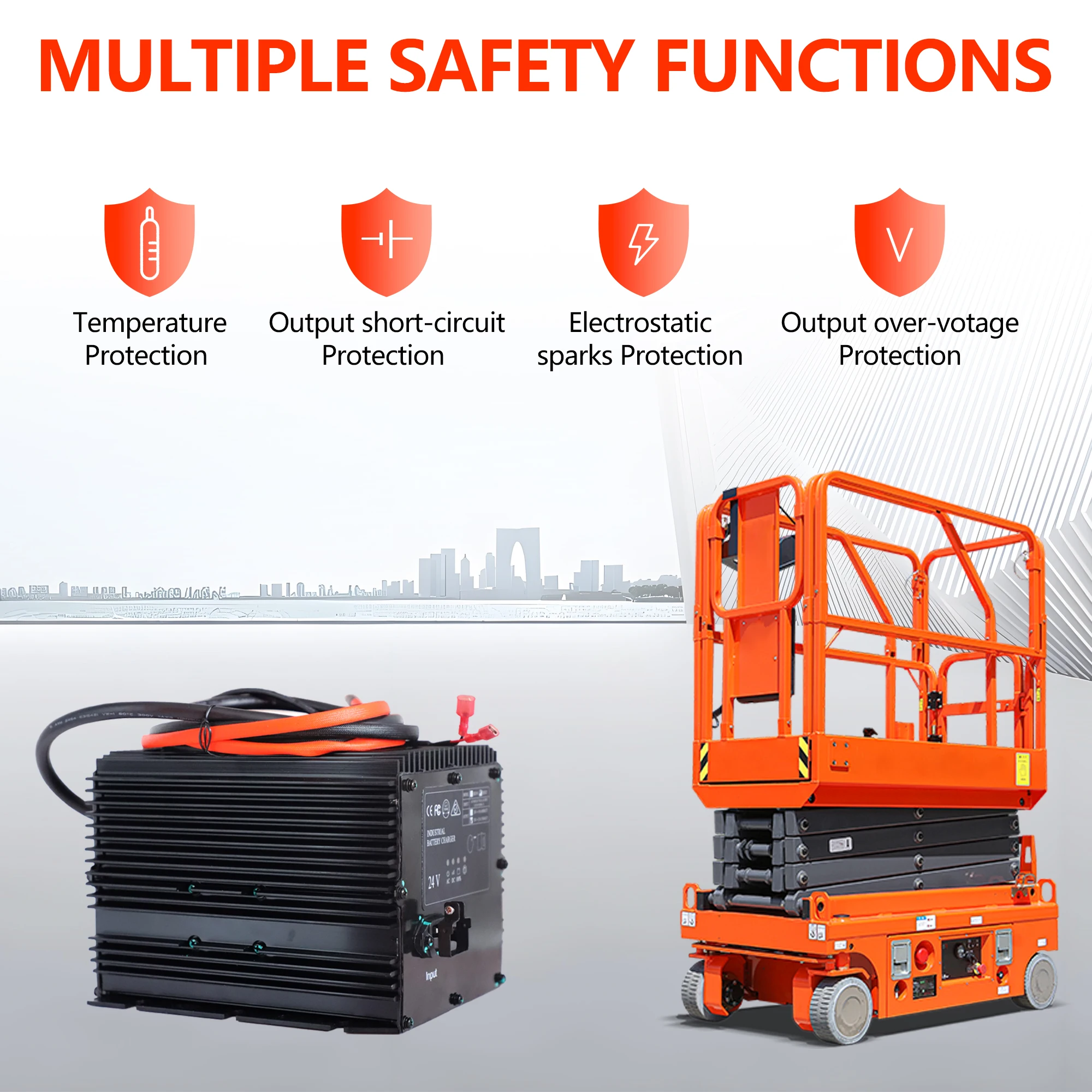 24V 25A Battery Charger for JLG/Genie/Skyjack Scissor Lift HB600-24B 96211 128537 161827