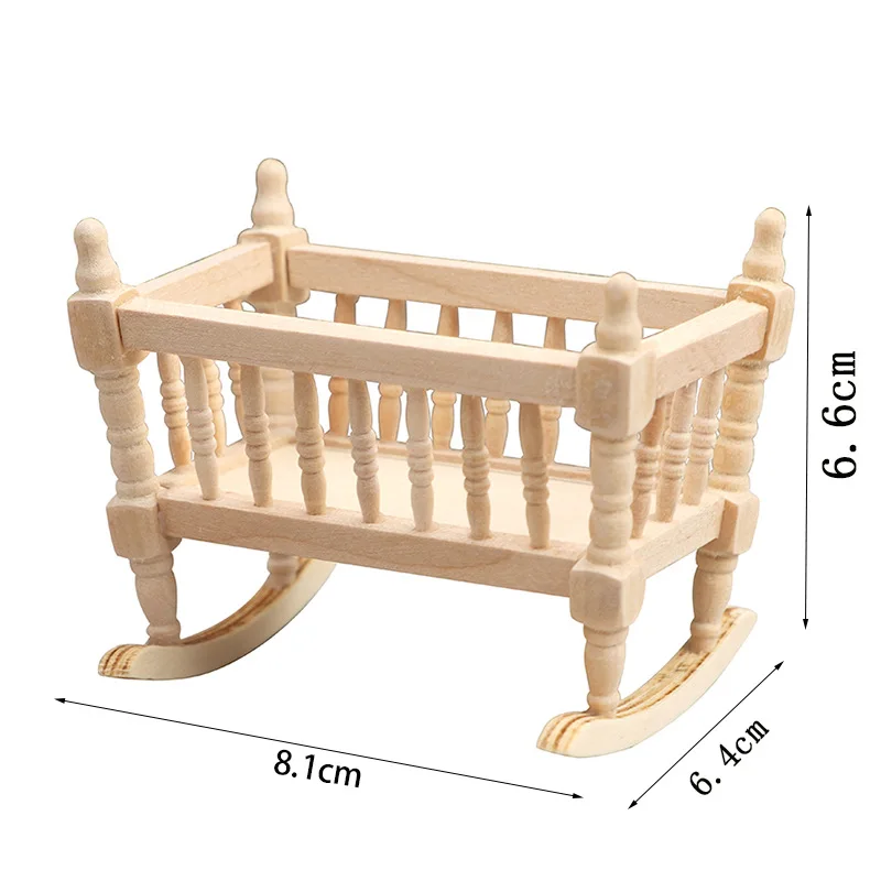 

1:12 Scale Dollhouse Miniature Cradle - Unpainted Blank Baby Crib DIY Coloring Baby Room Furniture Props