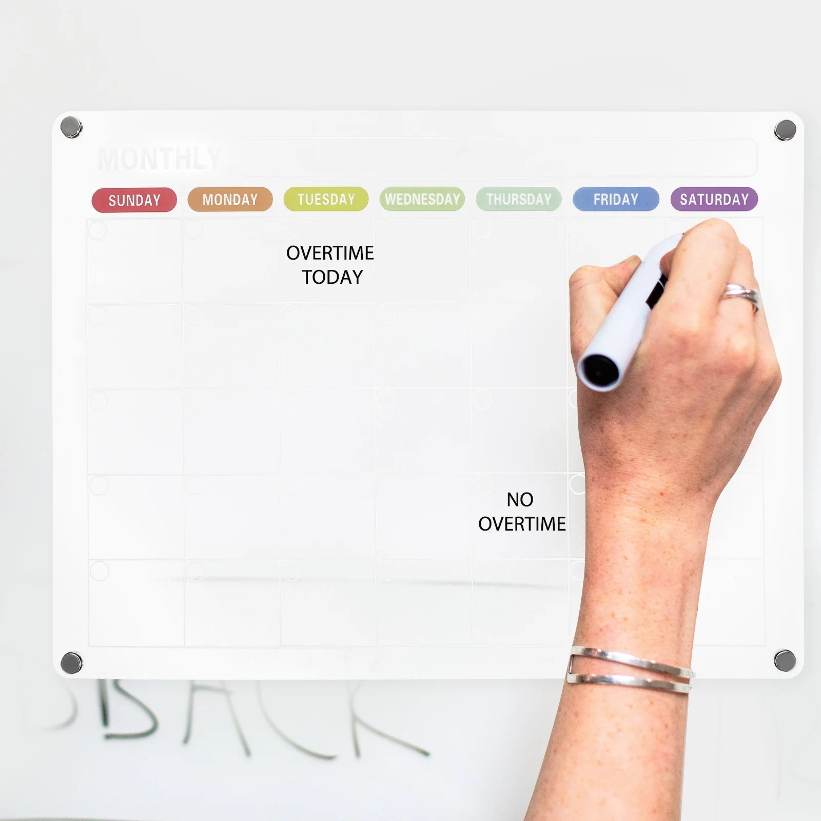 

Magnetic Calendar Board Memo Notebook Dry Eraser Notice Acrylic Glowing Tabletop
