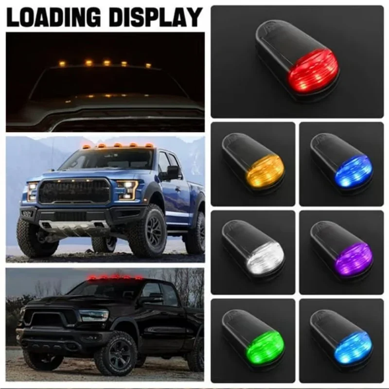 Solar Powered Cab Lights Waterproof No-Punch LED Lights 7 Colours Universal Roof Lights Wireless Cab Flashing Roof Lights