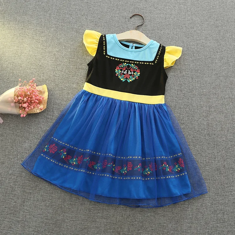 Neues Sommer-Mädchenkleid mit Kurzen Puffärmeln, Kinder-Geburtstagskleid, Halloween-Aufführungskostüm, Tüll-Partykleid H3307 – Detail 7